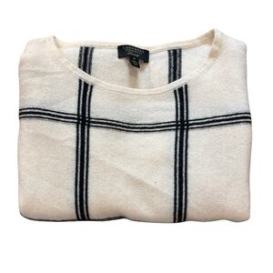 100% cashmere charter club ivory / black windowpane sweater size medium